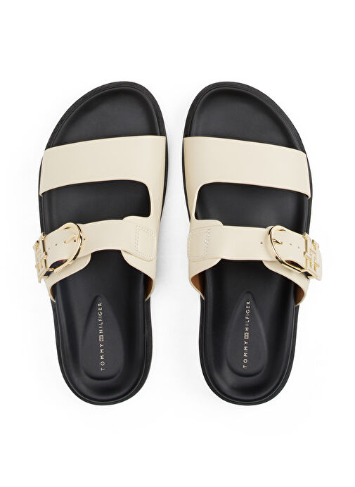 Tommy Hilfiger Ekru Kadın Deri Terlik FW0FW08512 - Görsel 5