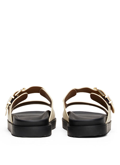 Tommy Hilfiger Ekru Kadın Deri Terlik FW0FW08512 - Görsel 6