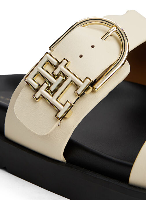 Tommy Hilfiger Ekru Kadın Deri Terlik FW0FW08512 - Görsel 7