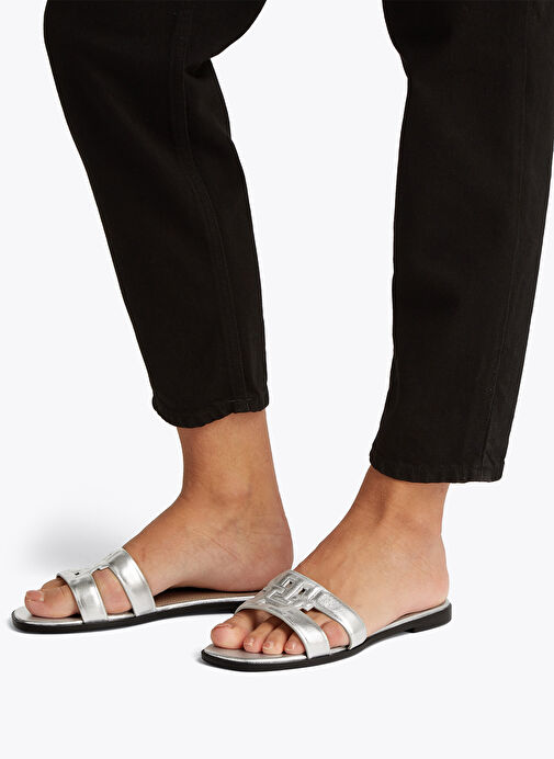 Tommy Hilfiger Gri Kadın Deri Terlik FW0FW08676 - Görsel 9