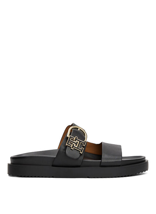 Tommy Hilfiger Siyah Kadın Deri Terlik FW0FW08512 - Görsel 2