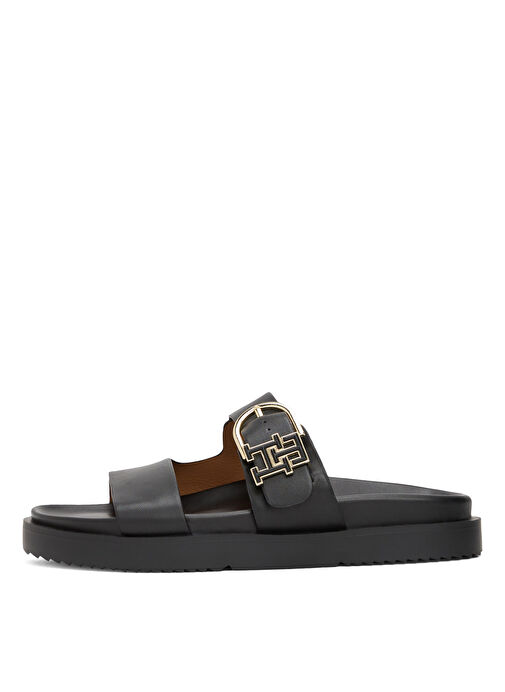 Tommy Hilfiger Siyah Kadın Deri Terlik FW0FW08512 - Görsel 3