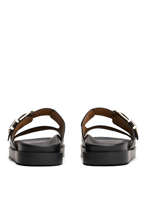 Tommy Hilfiger Siyah Kadın Deri Terlik FW0FW08512 - Görsel 5