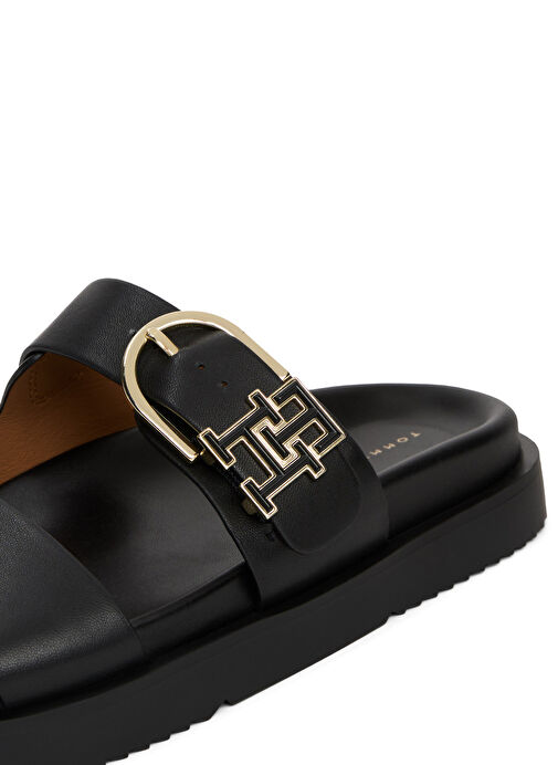 Tommy Hilfiger Siyah Kadın Deri Terlik FW0FW08512 - Görsel 6