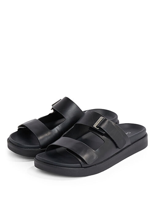 Calvin Klein Siyah Kadın Deri Terlik HW0HW02489 - Görsel 4