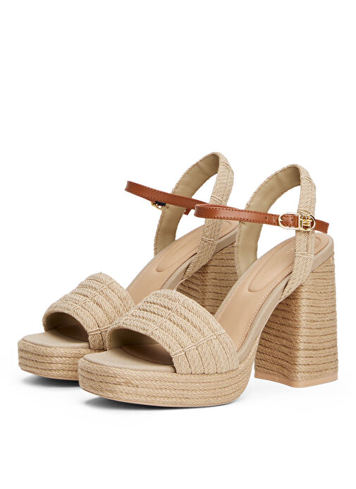 Tommy Hilfiger Bej Kadın Topuklu Sandalet FW0FW08425 - Görsel 4