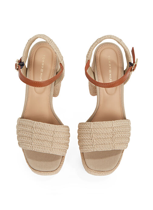 Tommy Hilfiger Bej Kadın Topuklu Sandalet FW0FW08425 - Görsel 5