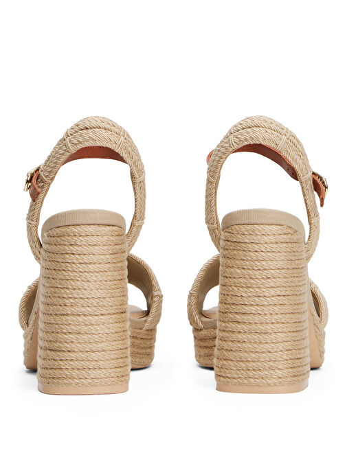 Tommy Hilfiger Bej Kadın Topuklu Sandalet FW0FW08425 - Görsel 6