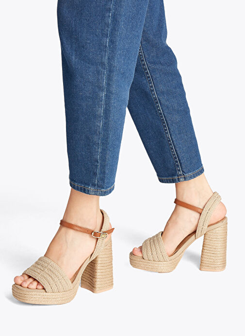 Tommy Hilfiger Bej Kadın Topuklu Sandalet FW0FW08425 - Görsel 8