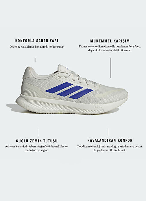 Adidas JI0882 RUNFALCON 5 Gri Erkek Koşu Ayakkabısı - Görsel 10