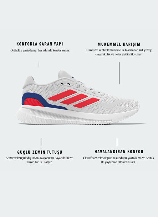adidas JI0876 RUNFALCON 5 Beyaz Erkek Koşu Ayakkabısı - Görsel 5