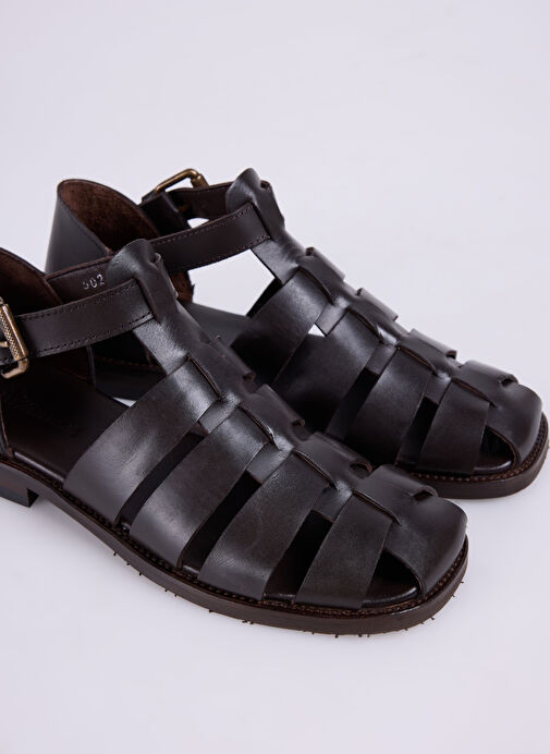 Divarese Kahverengi Kadın Deri Sandalet 5027099-107 - Görsel 6