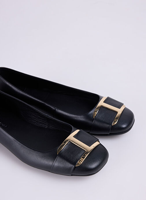 George Hogg Siyah Kadın Deri Babet - Görsel 6