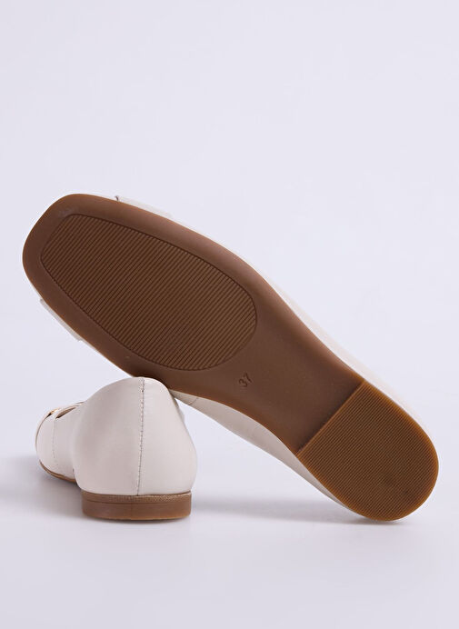 George Hogg Beyaz Kadın Deri Babet - Görsel 5