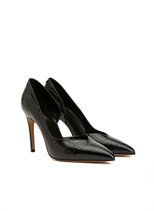 George Hogg Siyah Kadın Deri Topuklu Ayakkabı 7007348-052 - Görsel 3