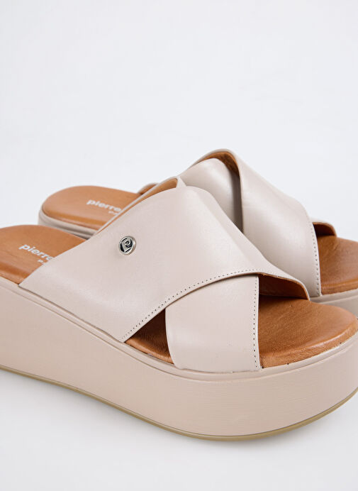 Pierre Cardin Mavi Kadın Deri Terlik PC-54641 - Görsel 6