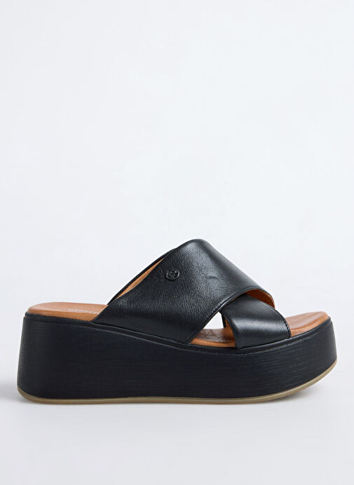 Pierre Cardin Siyah Kadın Deri Terlik PC-54641 - Görsel 2