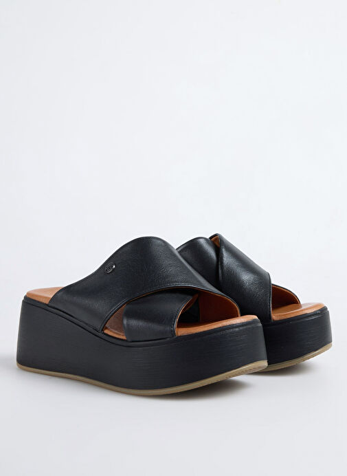 Pierre Cardin Siyah Kadın Deri Terlik PC-54641 - Görsel 3