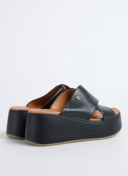 Pierre Cardin Siyah Kadın Deri Terlik PC-54641 - Görsel 4