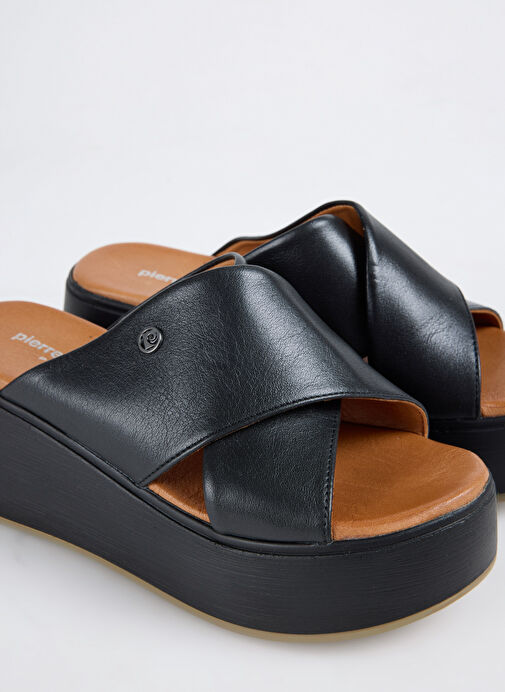 Pierre Cardin Siyah Kadın Deri Terlik PC-54641 - Görsel 6