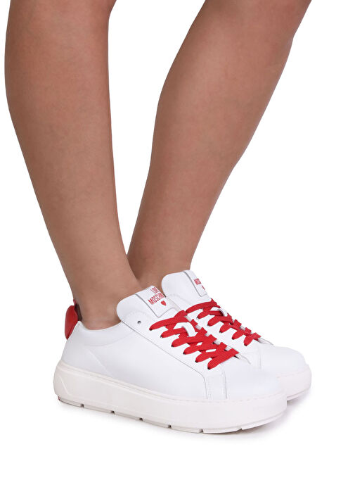 Love Moschino Beyaz Kadın Deri Sneaker JA15174G1M - Görsel 5