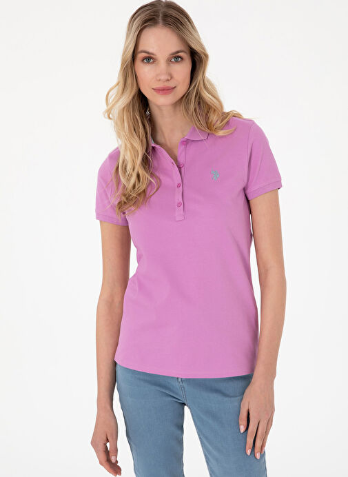 Polo Fuşya Kadın Slim Fit Polo T-Shirt Gtp-Iy025