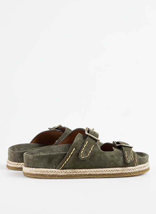 Polo Ralph Lauren Haki Erkek Deri Terlik Turbach Double Strap - Görsel 5