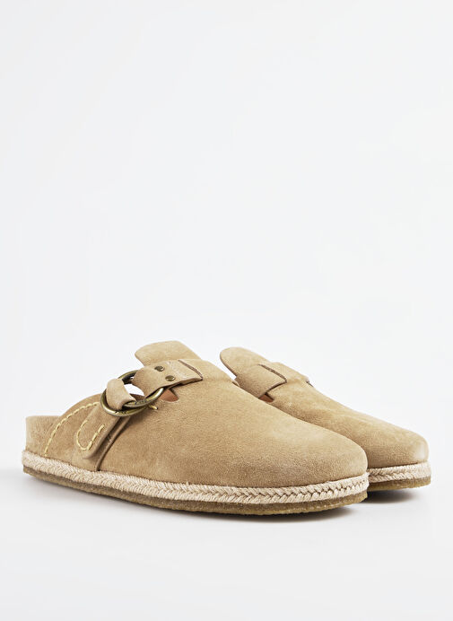 Polo Ralph Lauren Bej Erkek Deri Terlik Turbach Clog - Görsel 3