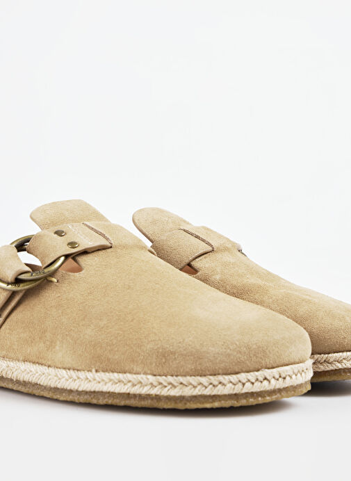 Polo Ralph Lauren Bej Erkek Deri Terlik Turbach Clog - Görsel 6