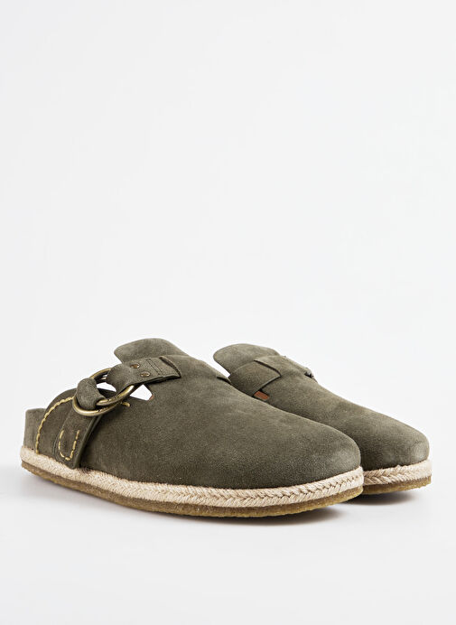 Polo Ralph Lauren Haki Erkek Deri Terlik Turbach Clog - Görsel 3