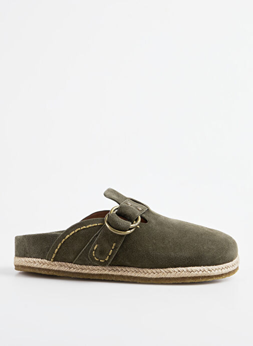 Polo Ralph Lauren Haki Erkek Deri Terlik Turbach Clog - Görsel 2