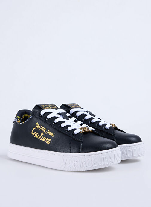 Versace Jeans Couture Siyah Kadın Deri Sneaker 78VA3SKL - Görsel 3