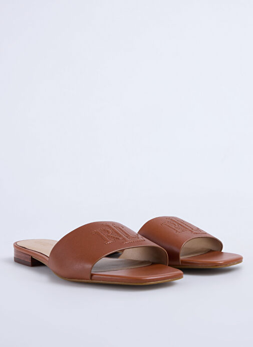 Lauren Ralph Lauren Kahverengi Kadın Deri Terlik 802959142002 - Görsel 3