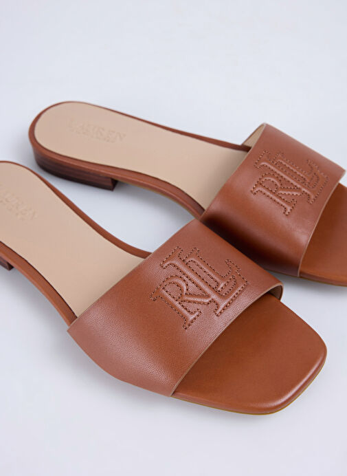 Lauren Ralph Lauren Kahverengi Kadın Deri Terlik 802959142002 - Görsel 6