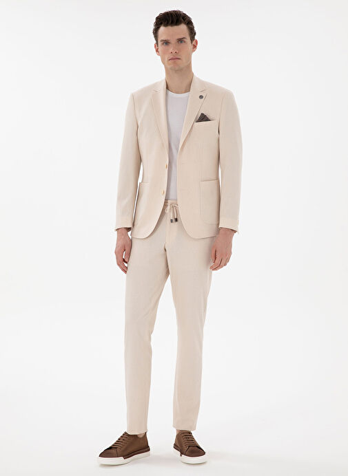 Pierre Cardin Bej Erkek Slim Fit Mikro Takım Elbise U49093/St