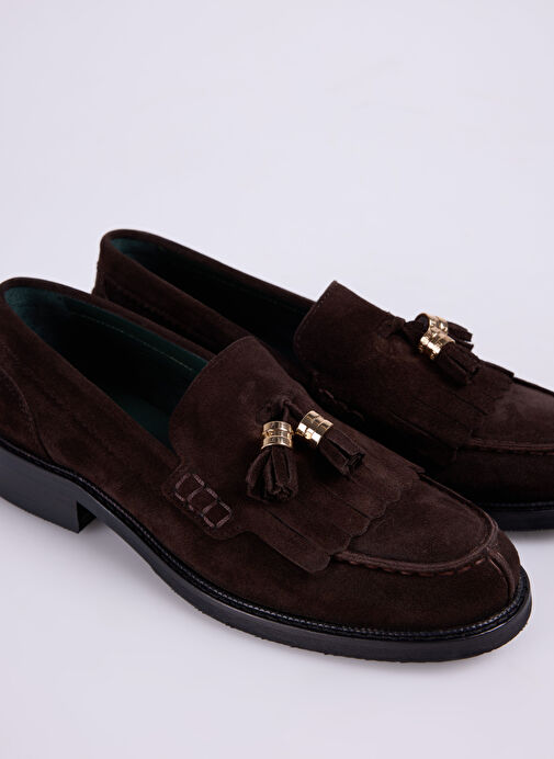George Hogg Kahverengi Kadın Süet Loafer 93339 - Görsel 6