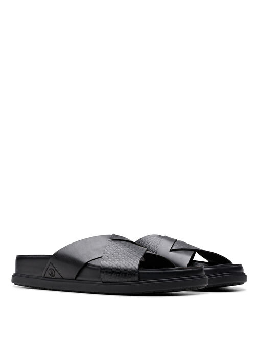 Clarks Siyah Erkek Deri Terlik Torford Cross - Görsel 5