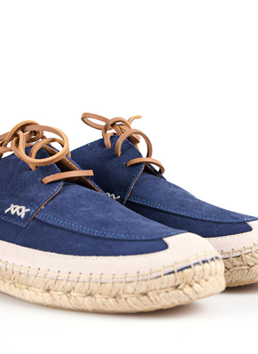 Abarca Lacivert Erkek Deri Espadril BLUCHER INGLES - Görsel 4