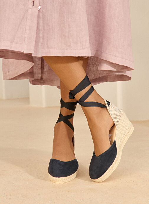 Manebi Lacivert Kadın Deri Espadril 1.5 WL - Görsel 5