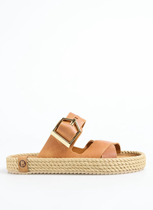 Bohonomad Kahverengi Kadın Deri Terlik SEV12-00100 - Görsel 2