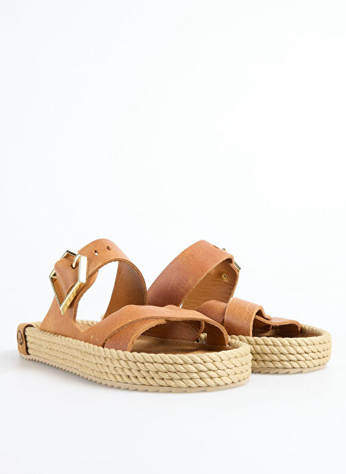 Bohonomad Kahverengi Kadın Deri Terlik SEV12-00100 - Görsel 3