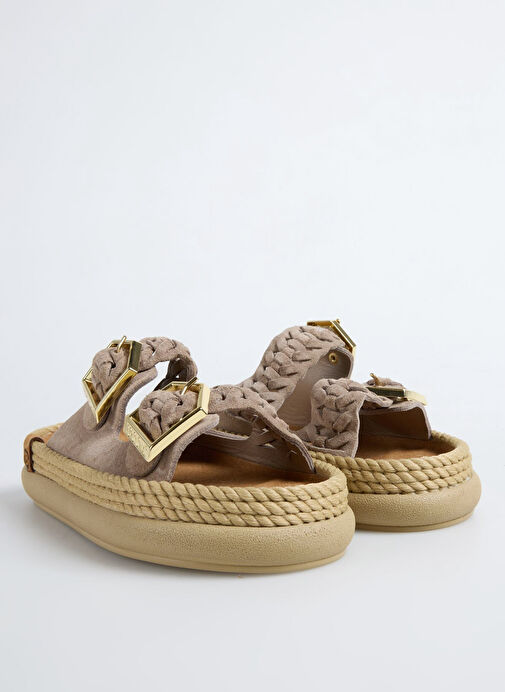 Bohonomad Kahverengi Kadın Süet + Deri Terlik SYDOR12-00025 - Görsel 3