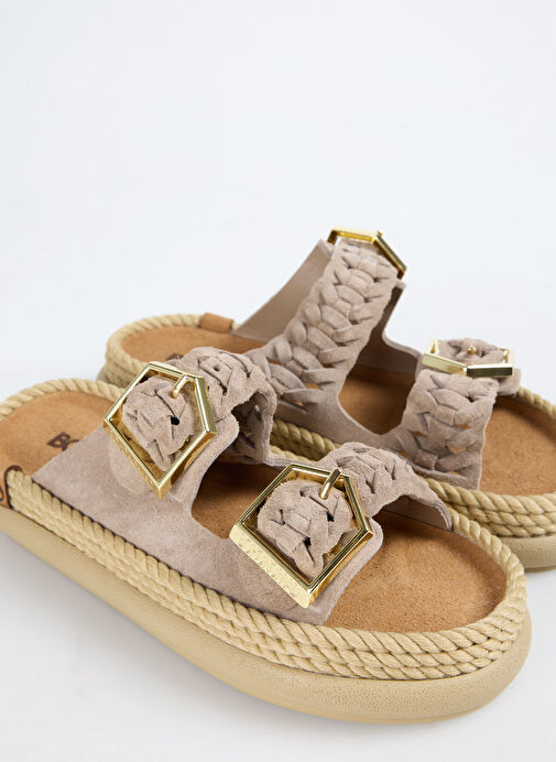 Bohonomad Kahverengi Kadın Süet + Deri Terlik SYDOR12-00025 - Görsel 6