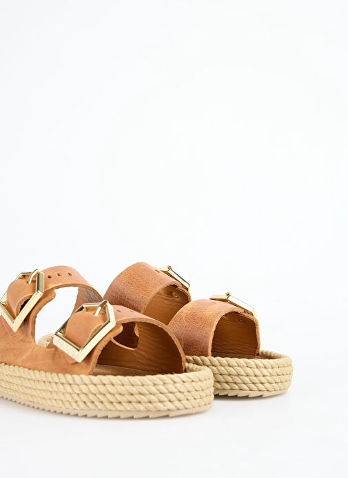 Bohonomad Kahverengi Kadın Deri Terlik SYD12-00100 - Görsel 6