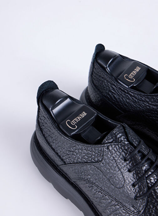 Cotton Bar Siyah Erkek Deri Günlük Ayakkabı BRESCAN - Görsel 5