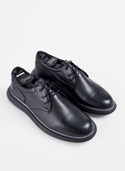 Cotton Bar Siyah Erkek Deri Günlük Ayakkabı ABERDE - Görsel 4