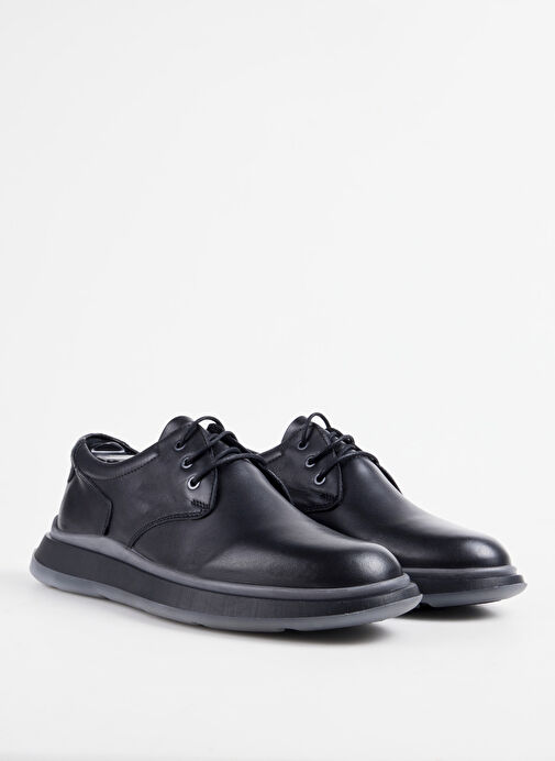Cotton Bar Siyah Erkek Deri Günlük Ayakkabı ABERDE - Görsel 3