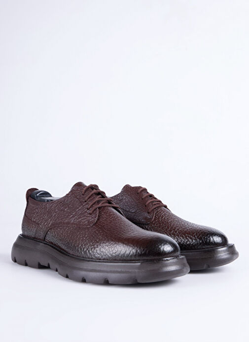 Cotton Bar Kahverengi Erkek Deri Günlük Ayakkabı BRESCAN - Görsel 3