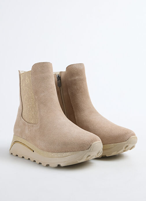 Cotton Bar Bej Kadın Deri Bot D-ANABEN - Görsel 3