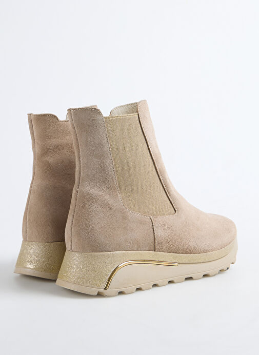 Cotton Bar Bej Kadın Deri Bot D-ANABEN - Görsel 4